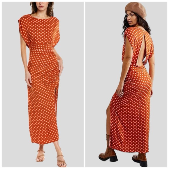 Free People Dresses & Skirts - NWT Free People Lakeside Heart Print Midi Dress Size Small Medium